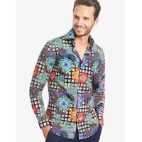 Men\'s Curtis Multi Colour Floral Print Slim Fit Shirt - High Collar - Single Cuff