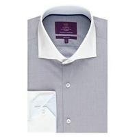 mens curtis grey slim fit shirt with white cuffs and collar high colla ...