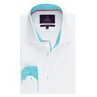 mens curtis white textured slim fit shirt one button collar single cuf ...