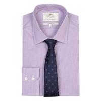 Men\'s Formal Lilac & White Fine Stripe Extra Slim Fit Shirt - Single Cuff - Easy Iron