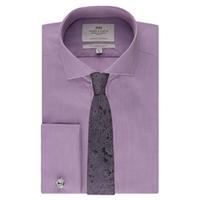Men\'s Lilac & White Dogstooth Slim Fit Shirt - Windsor Collar - Double Cuff - Easy Iron