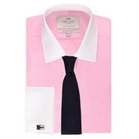 mens formal pink slim fit shirt with white collar cuff double cuff eas ...