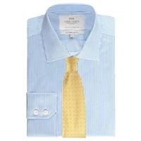 Men\'s Royal Blue & White Multi Stripe Slim Fit Shirt - Single Cuff - Easy Iron