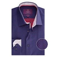 Men\'s Curtis Navy & Red Dobby Weave Slim Fit Shirt - Single Cuff