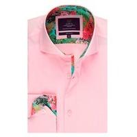 Men\'s Curtis Pink End on End Slim Fit Shirt - High Collar - Single Cuff