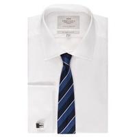 mens formal white pique slim fit shirt double cuff easy iron