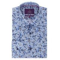 mens curtis blue floral slim fit shirt single cuff