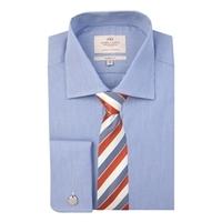 Men\'s Formal Blue & White Fine Stripe Classic Fit Shirt - Double Cuff - Easy Iron