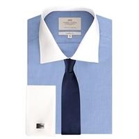 mens formal blue end on end classic fit shirt double cuff easy iron