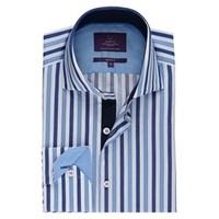 mens curtis light blue navy multi stripe slim fit shirt high collar si ...