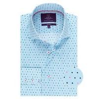Men\'s Curtis Light Blue Cards Design Slim Fit Shirt - High Collar - Single Cuff