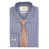 Men\'s Grey & Navy Multi Check Extra Slim Fit Shirt - Single Cuff