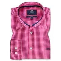 mens fuchsia white medium check oxford slim fit shirt single cuff