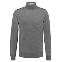 Men\'s Light Grey Roll Neck Jumper - Italian-Made Merino Wool