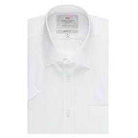 mens formal white poplin tailored fit short sleeve shirt easy iron