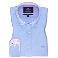 mens blue oxford slim fit shirt single cuff