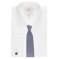 mens formal white twill classic fit shirt double cuff easy iron