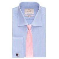 Men\'s Blue & Pink Prince of Wales Check Classic Fit Shirt - Double Cuff - Easy Iron