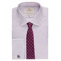 mens white lilac small grid check extra slim fit shirt double cuff eas ...