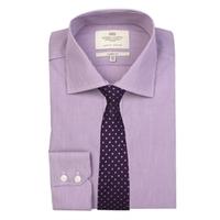 Men\'s Formal Lilac & White Fine Stripe Classic Fit Shirt - Single Cuff - Easy Iron