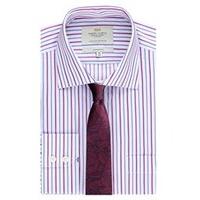 Men\'s Formal Blue & Purple Multi Stripes Classic Fit Shirt With Pocket - Single Cuff - Easy Iron