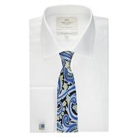 mens formal white twill slim fit shirt double cuff easy iron