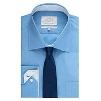 Men\'s Formal Blue Classic Fit Shirt With Contrast Detail - Single Cuff - Easy Iron