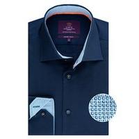 Mens Curtis Navy Slim Fit Shirt with Contrast Detail  One Button Collar - Single Cuff