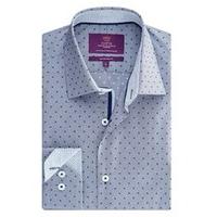 mens curtis navy dobby weave slim fit shirt single cuff