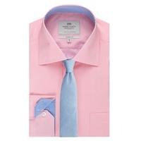 Men\'s Formal Pink End On End Classic Fit Shirt With Pocket - Single Cuff - Easy Iron