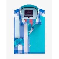 mens curtis blue red check slim fit shirt single cuff