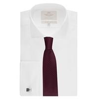 mens white poplin slim fit shirt windsor collar double cuff easy iron