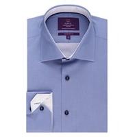 Mens Curtis Blue Dobby Weave Slim Fit Shirt  One Button Collar - Single Cuff