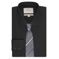 Men\'s Formal Black Poplin Slim Fit Shirt - Single Cuff - Easy Iron