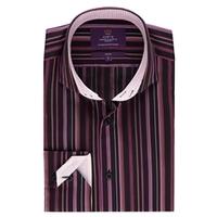 Men\'s Curtis Black & Lilac Multi Stripe Slim Fit Shirt - High Collar - Single Cuff