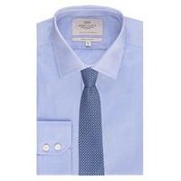 mens formal royal blue oxford extra slim fit shirt single cuff easy ir ...