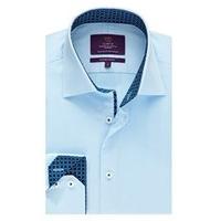 Men\'s Curtis Blue Textured Slim Fit Shirt  One Button Collar - Single Cuff