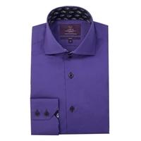 Men\'s Plain Iris Poplin Slim Fit Luxury Cotton Shirt With Contrast - High Collar