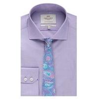 Men\'s Formal Lilac End On End Extra Slim Fit Shirt - Windsor Collar - Single Cuff - Easy Iron