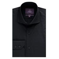 mens curtis black poplin slim fit shirt high collar single cuff