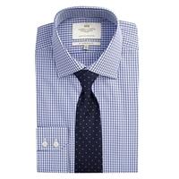 Men\'s White & Lavender Small Check Slim Fit Cotton Shirt - Single Cuff