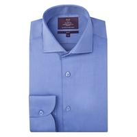 mens blue fine twill slim fit cotton shirt rounded cuff