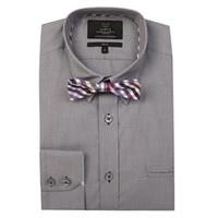 Men\'s Grey End on End Slim Fit Fashion Shirt With Bow Tie