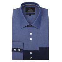 mens blue navy end on end slim fit fashion shirt with contrast detail  ...