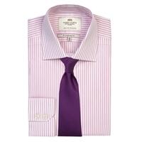 Men\'s White & Pink Stripe Slim Fit Shirt - Single Cuff