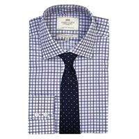 Men\'s White & Purple Multi Check Slim Fit Shirt - Single Cuff