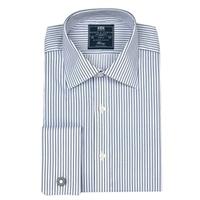 mens white navy stripe slim fit cotton shirt non iron