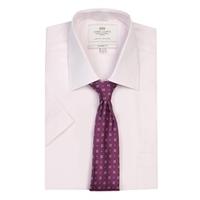 Men\'s Plain Pink Tailored Fit Short Sleeve Shirt