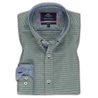 Men\'s Green & Navy Small Check Oxford Slim Fit Shirt - Single Cuff
