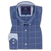 mens navy white large check slim fit shirt